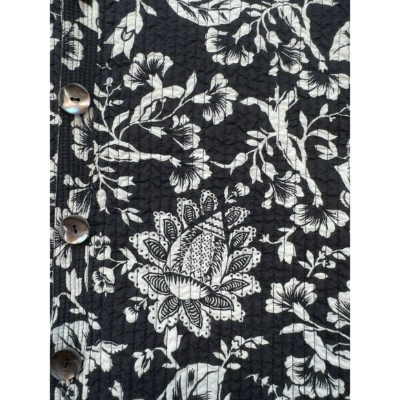 Nomadic Traders Quilted Reversible Cotton Jacket Coat S Black & White Floral - Picture 11 of 14